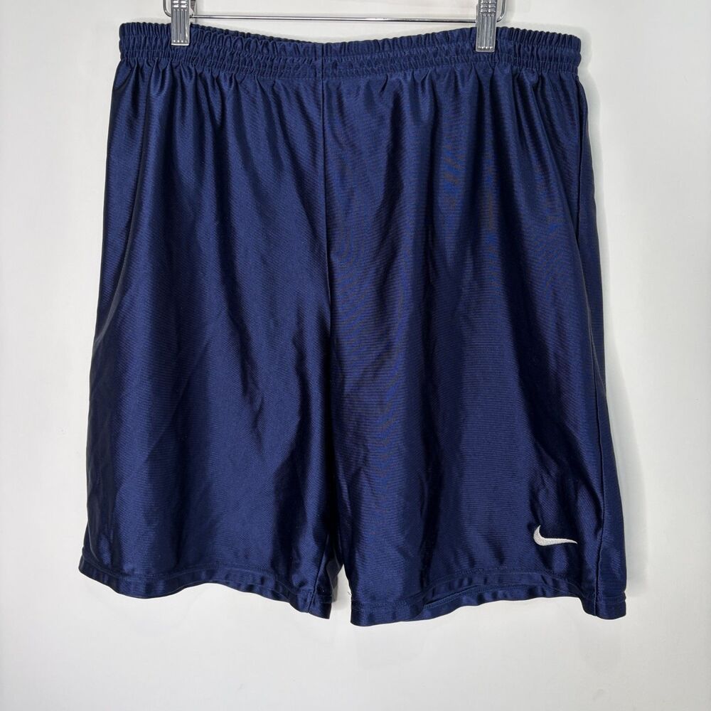 Vintage Nike Basketball Shorts Swoosh Blue Shinny Silky Dazzle 90's Men L READ